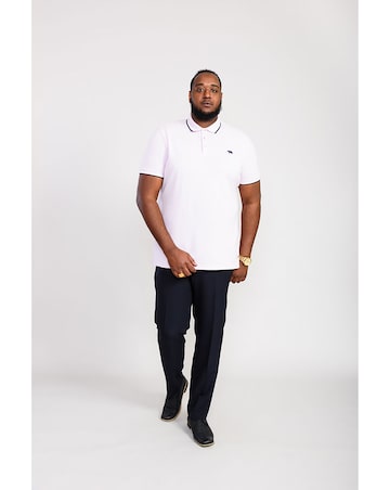 D555 Big And Tall Hamford 2 Pique Polo Shirt With 2 Colour Rib Tip Collar - Pink