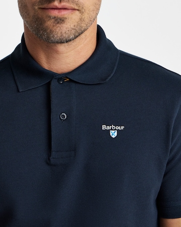 Barbour Tartan Trim Pique Polo - Navy