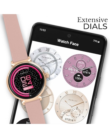 Radley Series 48 AMOLED T-Bar Leather Strap Smart Watch - Pink