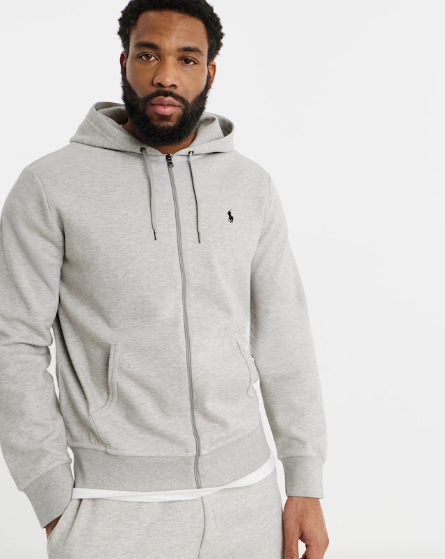 Polo Ralph Lauren Double Knit Zip Through Hoodie - Light Grey Heather