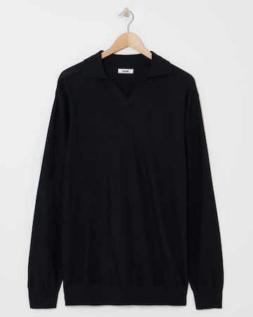 Black Textured Revere Polo