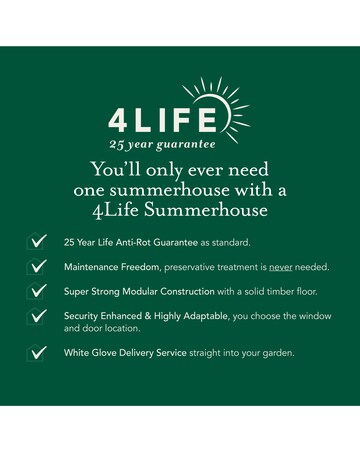 Forest 4LIFE Pent Summerhouse 8x6 - Double Door - 4 Window (Home Delivery)