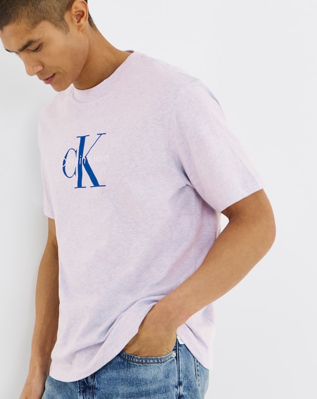 Calvin Klein Jeans Short Sleeve Monologo T-Shirt - Lilac