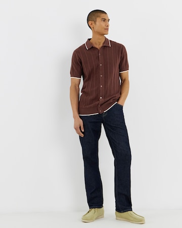 Button Through Texture Knitted Polo