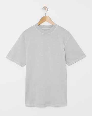 Relaxed Fit Acid Wash T-Shirt- Grey