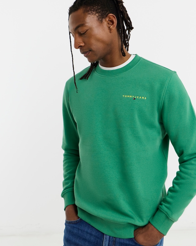 Tommy Jeans Linear Crew Neck Sweat - Green