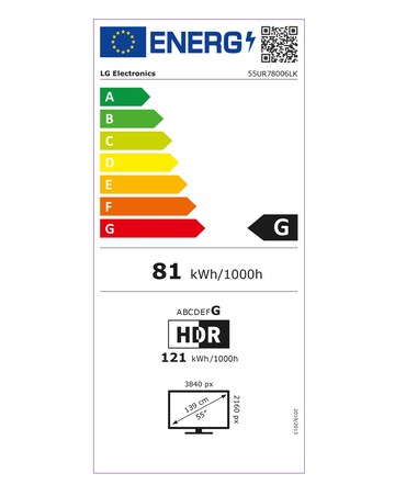 LG 55UR78006LK 55in LED 4K UHD HDR ThinQ Smart Freeview TV