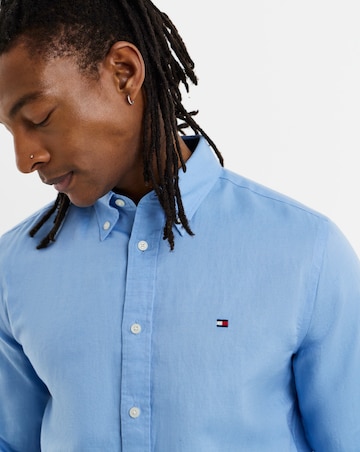 Tommy Hilfiger Long Sleeve Linen Blend Shirt - Blue