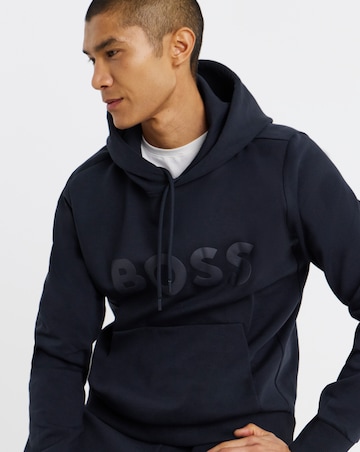 BOSS Large Logo Hoodie - Navy