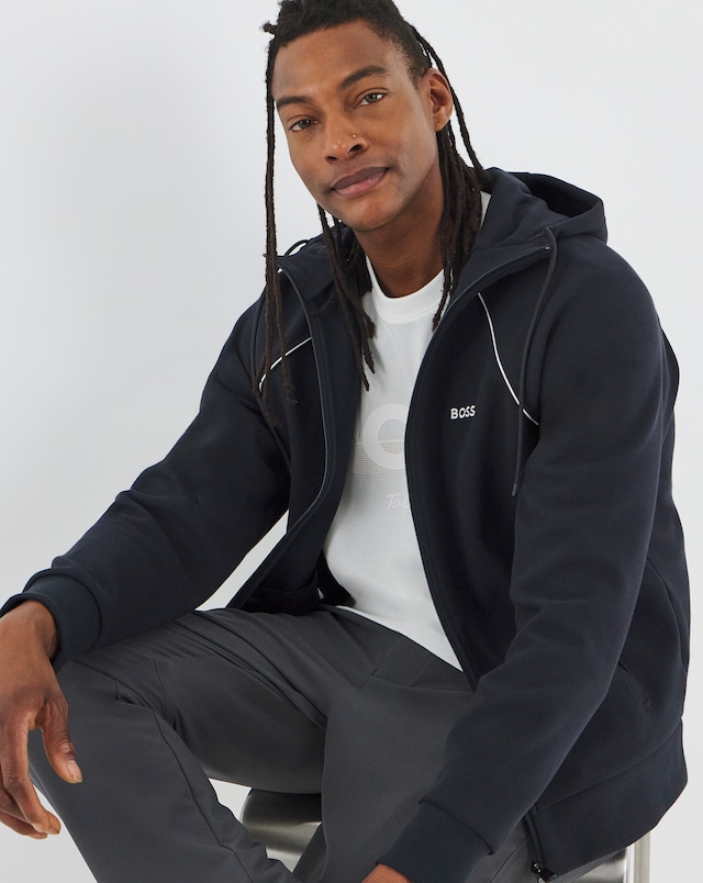 BOSS Zip Through Hoodie - Navy