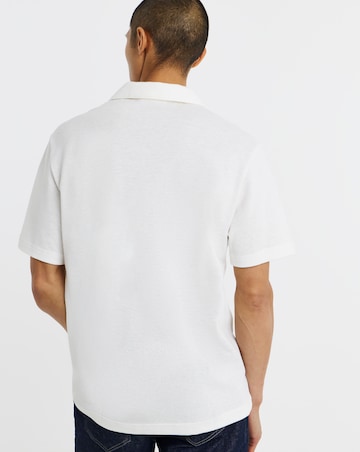 Lacoste Short Sleeve Open Neck Linen Blend Polo - White