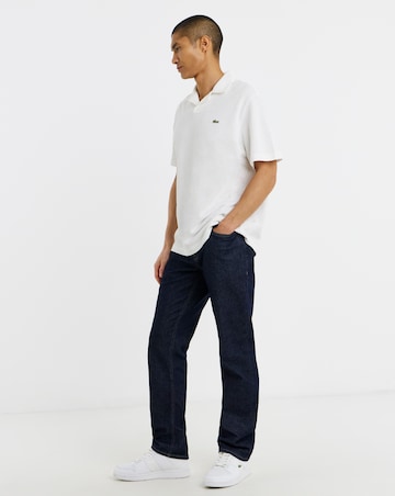 Lacoste Short Sleeve Open Neck Linen Blend Polo - White