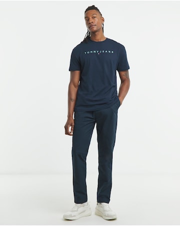 Tommy Jeans Short Sleeve Linear Contrast Logo T-Shirt - Navy
