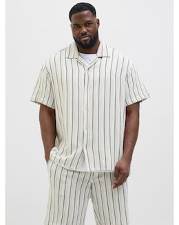 Jack &amp; Jones Coba Stripe Resort Shirt - Natural
