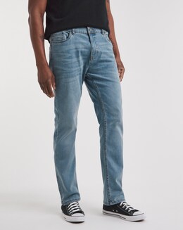 Light Stonewash Straight Fit Stretch Jeans