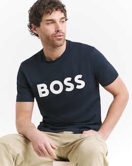 BOSS Short Sleeve Large Logo T-Shirt - Dark Blue