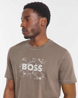 BOSS Short Sleeve Graphic Logo T-Shirt - Dark Beige