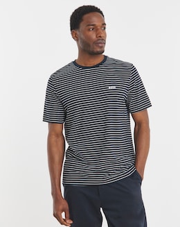 BOSS Short Sleeve Stripe T-Shirt - Navy/White