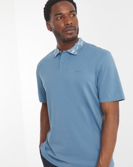 BOSS Short Sleeve Printed Collar Polo - Blue