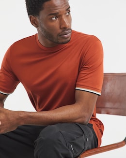 BOSS Short Sleeve Tipped Cuff T-Shirt - Dark Orange