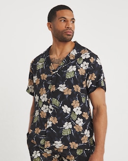 BOSS Co-Ord Printed Beach Shirt - Black Print
