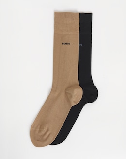 BOSS 2 Pack Bamboo Sock - Beige Multi