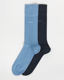 BOSS 2 Pack Bamboo Sock - Blue Multi