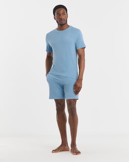 BOSS Short Sleeve Rib Lounge T-Shirt - Light Blue