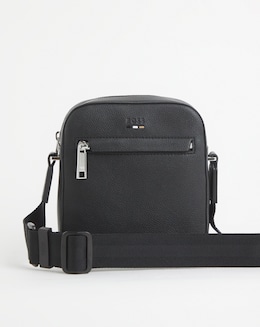BOSS Ray Faux Leather Reporter Bag - Black