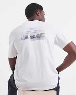 BOSS Short Sleeve Relaxed Fit Photo Print T-Shirt - White