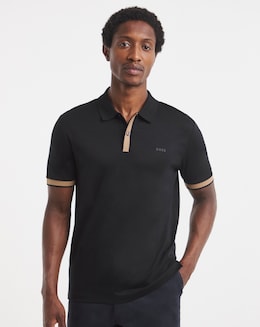 BOSS Short Sleeve Tipped Slim Fit Polo - Black