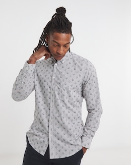 Boss Long Sleeve Cactus Print Shirt - White