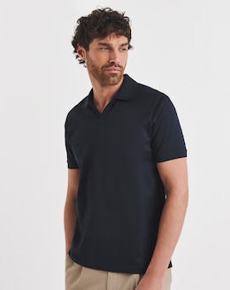 Folio Premium 100% Supima Trophy Neck Polo- Navy