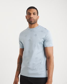 BOSS Short Sleeve Embossed Logo T-Shirt - Light Blue