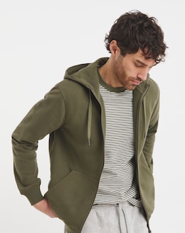 Full Zip Hooded Sweat- Khaki