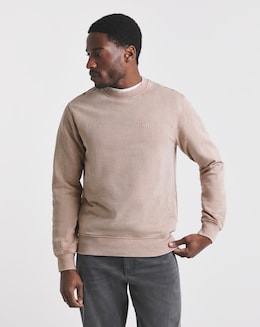Union Garment Dyed Relaxed Fit Crew Neck Sweatshirt- Pink
