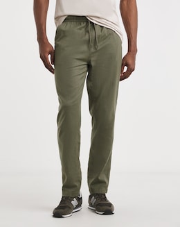 Linen Blend Elasticated Straight Fit Trouser