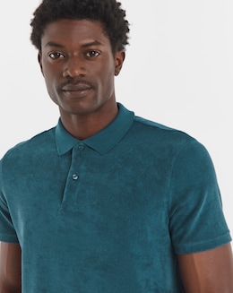 Calvin Klein Short Sleeve Towelling Polo - Blue