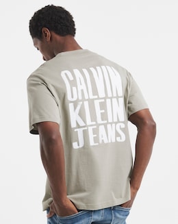 Calvin Klein Jeans Short Sleeve Back Painted Logo T-Shirt - Beige