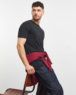 Pure Cotton Crew Neck T-Shirt Extra Long- Black