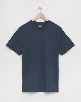 Pure Cotton V Neck T-Shirt- Denim Marl