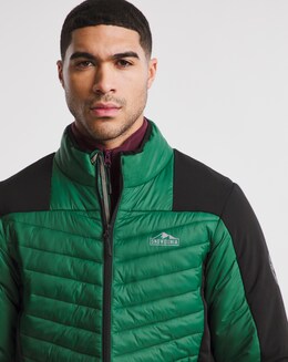 Snowdonia Black/Green Hybrid Padded Insulated Lightweight Jacket