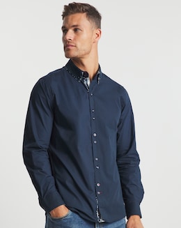 Joe Browns Navy Double Collar Shirt Long