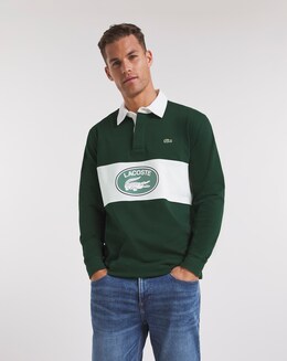 Lacoste Dark Green Long Sleeve Graphic Logo Rugby