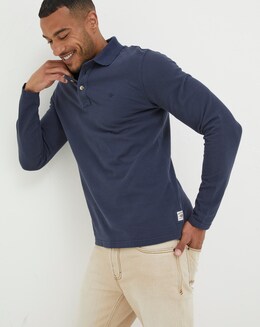 Fatface Long Sleeve Organic Pique Polo