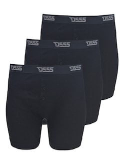 D555 Pack Of 3 Cotton Boxer Shorts (Black x 3)