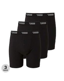 D555 Pack Of 3 Cotton Boxer Shorts (Black x 3)