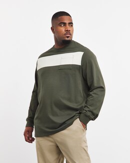 Long Sleeve Chest Print &amp; Pocket Tshirt