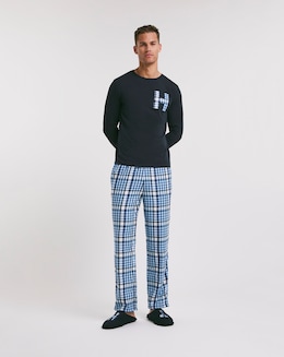Tommy Hilfiger Navy Flannel Pyjama &amp; Slipper Set