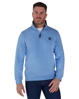 Raging Bull Badge 14 Zip Sweat Sky Blue